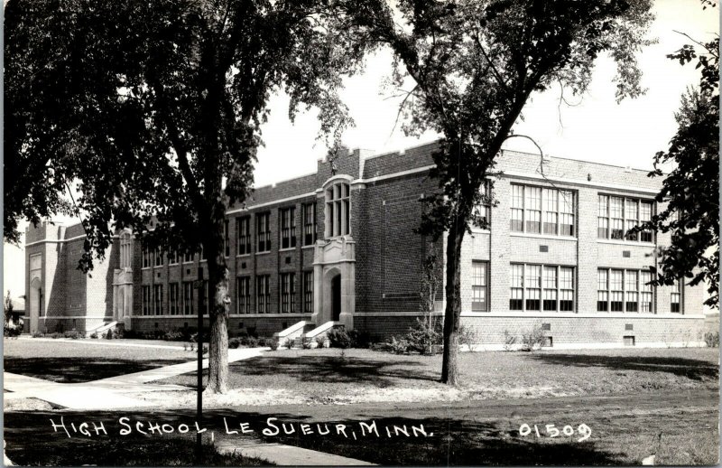 Vtg Le Sueur Minnesota MN High School RPPC 1940s Real Photo Postcard