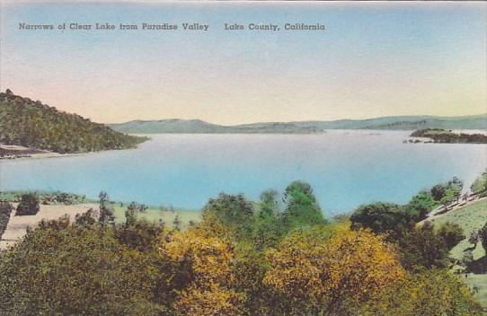 California Lake County Narrows Of Clear Lake From Paradise Valley Handcolored...