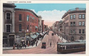 Maine Lewiston Lisbon Street Main Street Drug Store Trolley