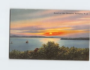 Postcard Sunset on Lake Champlain, Burlington, Vermont