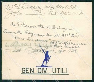 WWII Fanteria Legnano Gen. Umberto Utili Bologna autografi bigliettino XF6836