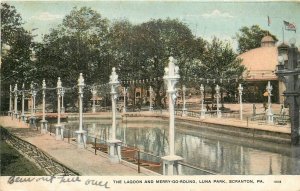 Postcard 1907 Pennsylvania Scranton Lagoon Merry Go Round Luna Park PA24-2784