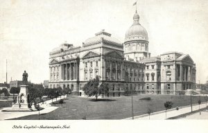 Vintage Postcard 1900's State Capital Statue Indianapolis Indiana IN