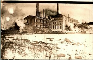 RPPC Chippewa River Dam and Powerhouse Cornell WI Jan 13 1913 Postcard UNP D6