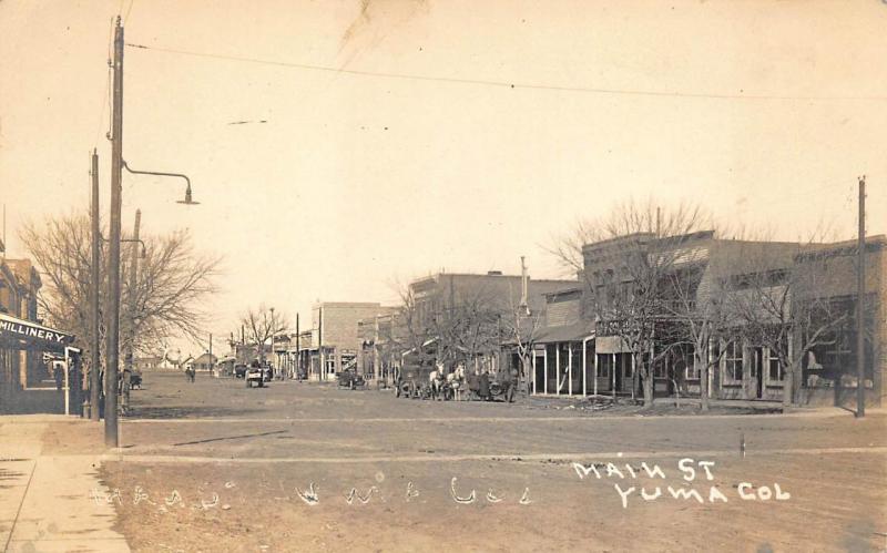 Yuma CO Dirt Main Street Storefronts Real Photo Postcard