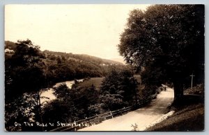 RPPC Real Photo Postcard - Horse & Buggy On Road Springfield, Vermont c1920