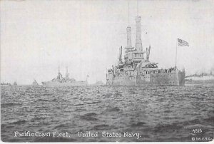 US Navy Pacific Coast Fleet Pre WW I Vintage Postcard