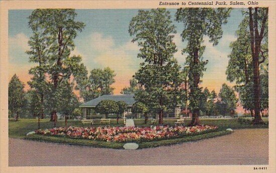 Entrance To Centennial Park Salem Ohio Curteich