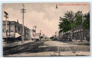 SALEM, OR Oregon ~ Hand Colored STREET SCENE Hops Dealers c1907 Postcard