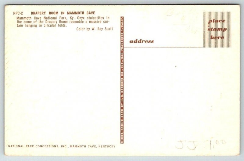 Mammoth Cave  Drapery Room  Kentucky    Postcard