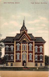 Big Rapids Michigan birds eye view high school building antique pc Y11665