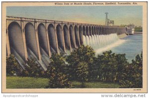 Alabama Wilson Dam At Muscle Shoals Florence Sheffield and Tuscumbia Curteich