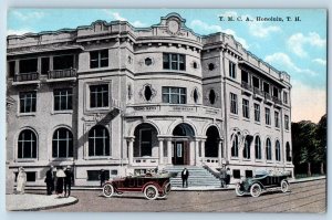 Honolulu Hawaii HI Postcard YMCA TH Building Exterior Classic Cars 1910 Vintage