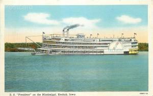 IA, Keokuk, Iowa, Steamship, S.S. President, Curteich No. OB851-N