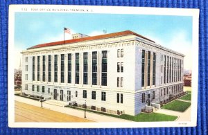 Vintage United States Post Office Trenton NJ Postmarked 1936 Linen Postcard