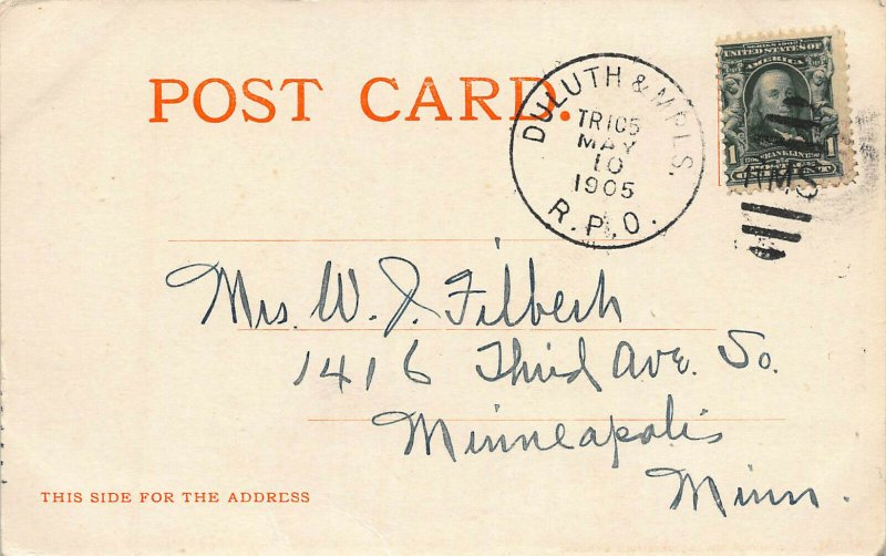 Lester River & Fish Hatcheries, Duluth, MN, 1905 Postcard, Used, R.P.O. Cancel