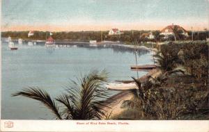 PALM BEACH FLORIDA~SHORE LINE BOATS HOUSES-LEIGHTON PUBL POSTCARD 1900s