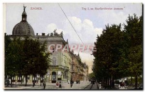 Old Postcard Zagreb Trg his Starcevicevim the domom