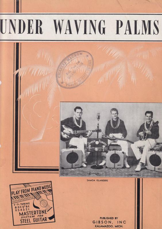 Under Waving Palms Learn Gibson Guitar Old Sheet Music