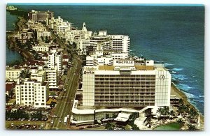 1950s MIAMI BEACH FL THE SEVILLE HOTEL 29th STREET AERIAL CHROME POSTCARD P2524