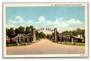 Vintage 1936 Postcard Blue Hole Entrance, Castalia, Ohio