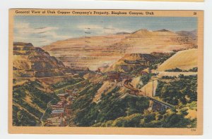 P2344, 1949 postcard a birds eye view a utah copper mine bingham canyon