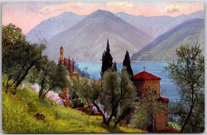 Lago Di Lugano Madobba Della Caravina Italy ~ Mountain Alps Castle Postcard
