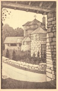 Vintage Postcard Old Brick House View Plant Box Ephraim Door County Wisconsin