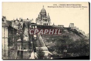 Postcard Old Paris Montmartre Basilique du Sacre Coeur and St. Peter's Square