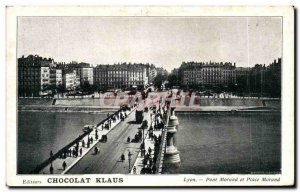 Old Postcard Pont Morand and Lyon Place Morand Chocolate klaus