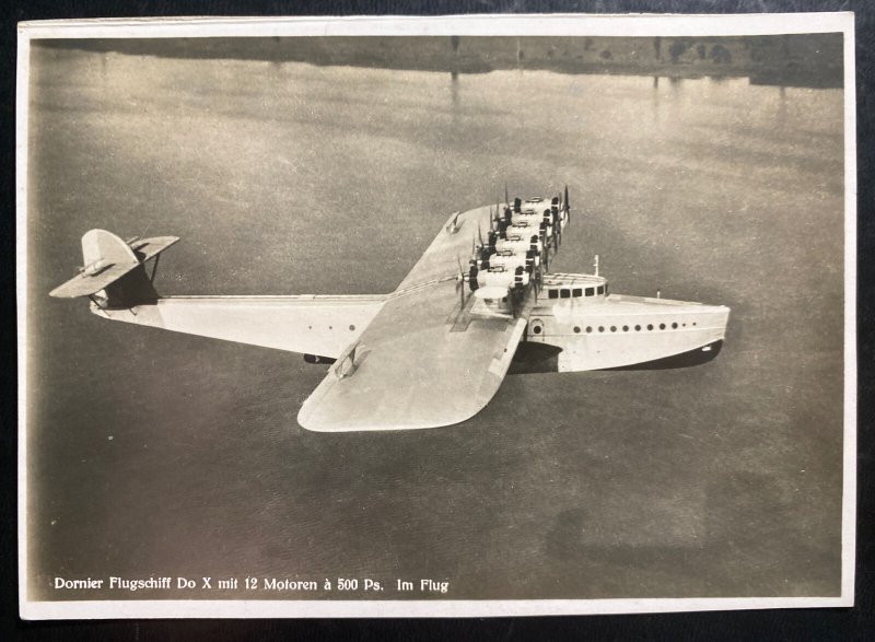 Mint Dornier DOX Giant Seaplane Real Picture Postcard RPPC In Flight 