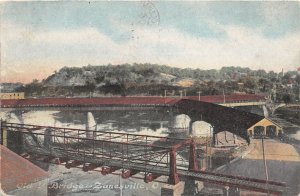 J35/ Zanesville Ohio Postcard c1910 The Old Y Covered Bridge River 247