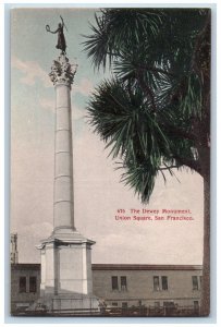 San Francisco California CA Postcard Dewey Monument Union Square c1910 Vintage