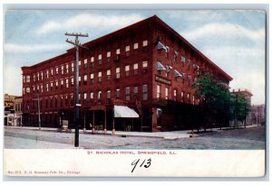 Springfield Illinois Postcard St Nicholas Hotel Building Exterior c1905 Vintage