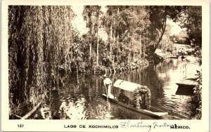 1930s MEXICO LAGO DE XOCHIMILCO FLOATING BOAT PHOTO RPPC POSTCARD 41-44