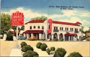 Del Camino Coffee Shop Motel El Paso TX c1954 Vintage Postcard O43