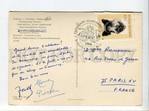 422155 HUNGARY FRANCE 1966 Budapest Esperanto congress RPPC w/ wild boar stamp