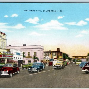 c1940s San Diego, National City, CA Downtown Main St Theatre Roadside Shops A234