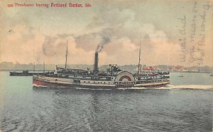 Portland ME Harbor Eastern Steamship Penobscot in 1906 Postcard