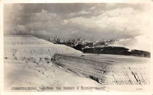 RPPC JOHANNESBURG SOUTH AFRICA DUMPS & SLIME DAMS REAL PHOTO POSTCARD 1954