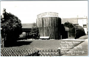 c1940s Eureka, CA RPPC Stump House Real Photo 20 Foot Dia Redwood Tree Wood A79