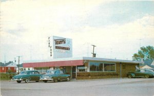 Postcard 1958 Iowa Carroll Tony's Restaurant occupation automobiles 23-11053