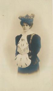 C-1905 RPPC Photo Postcard Well dressed woman fur muff hat real photo 11561