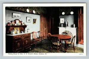 Galena IL, Dining Room In U S Grant's House, Linen Illinois Postcard