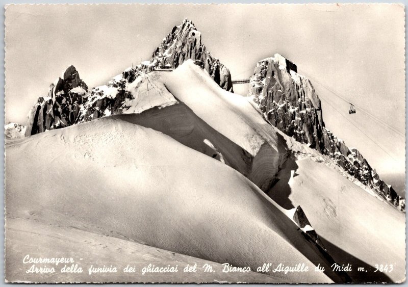 1950's Arrival of the Cable-Way of Mont Blanc's Real Photo RPPC Posted Postcard