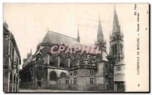 Old Postcard From Moulins Cathedral Facade Side