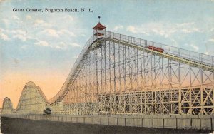 Brighton Beach New York Roller Coaster Vintage Postcard AA29274