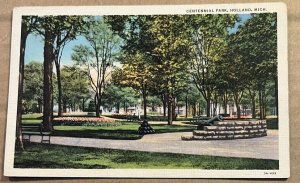 VINTAGE UNUSED .01 LINEN POSTCARD - CENTENNIAL PARK,  HOLLAND  MICH.