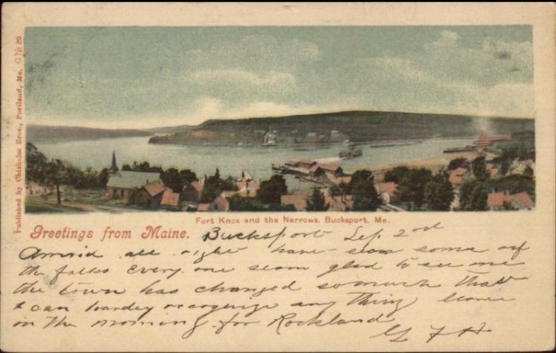 Bucksport ME Fort Knox & Narrows c1905 Postcard