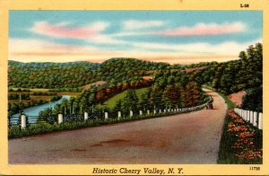 New York Adirondacks Road Scene In Historic Cherry Valley 1948